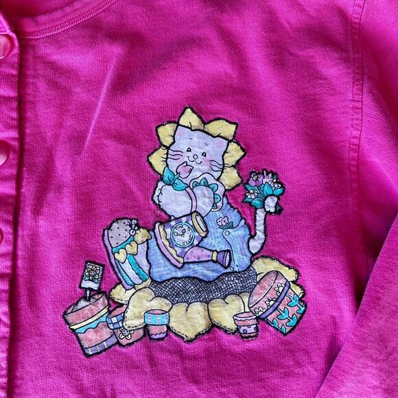 Reworked Patchwork Garden and Cat Theme Cardigan - Picture 3 of 6